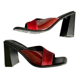 Mademoiselle Limited Red Tanya Leather Block Heel Sandal Made in Brazil 6M